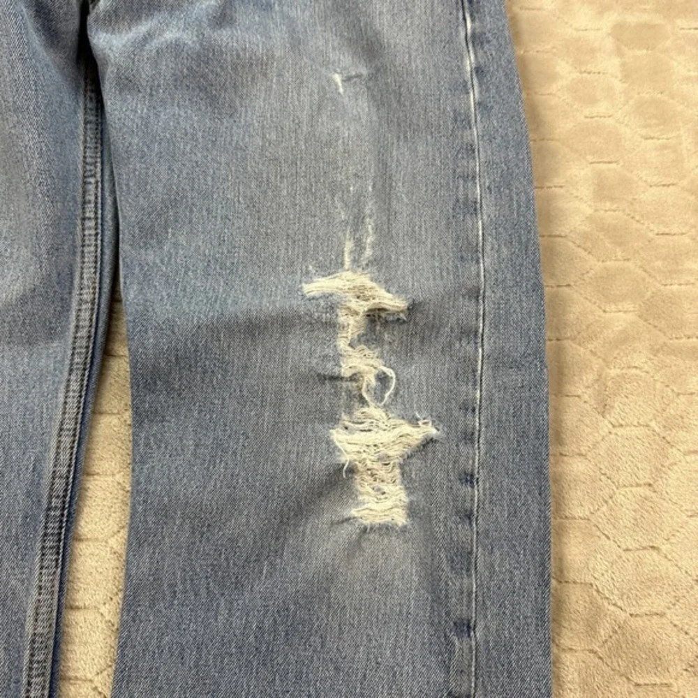Levis 505 Jeans Men 34x29 Blue Denim Thrashed Destroyed Grunge 90s Made in Mexic